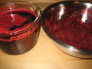 Beet juice and pulp