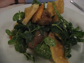 Crispy pig's skin & watercress